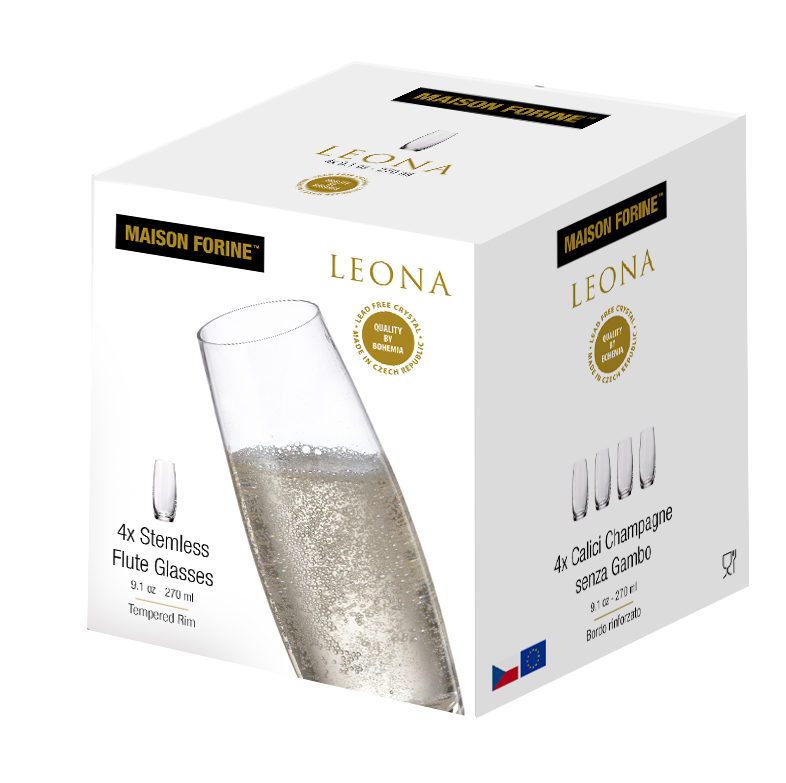 Leona Crystalline 270 Ml Stemless Champagne Glass 4 Pk