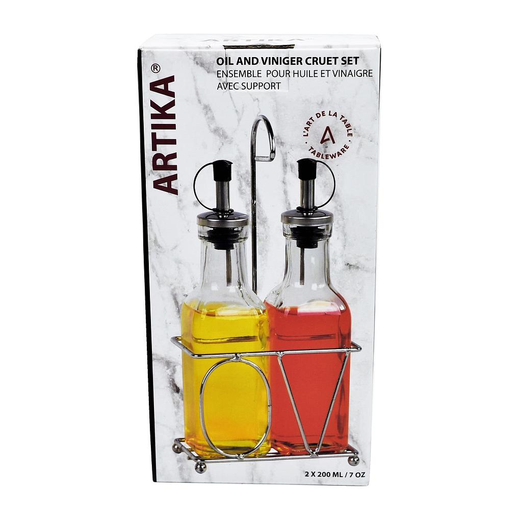 2 Bouteilles En Vitre Huile &amp; Vinaigre 200 Ml