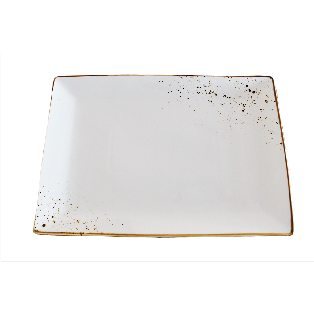 "Terra" 14"X10" Rectangular Plate Dap-White