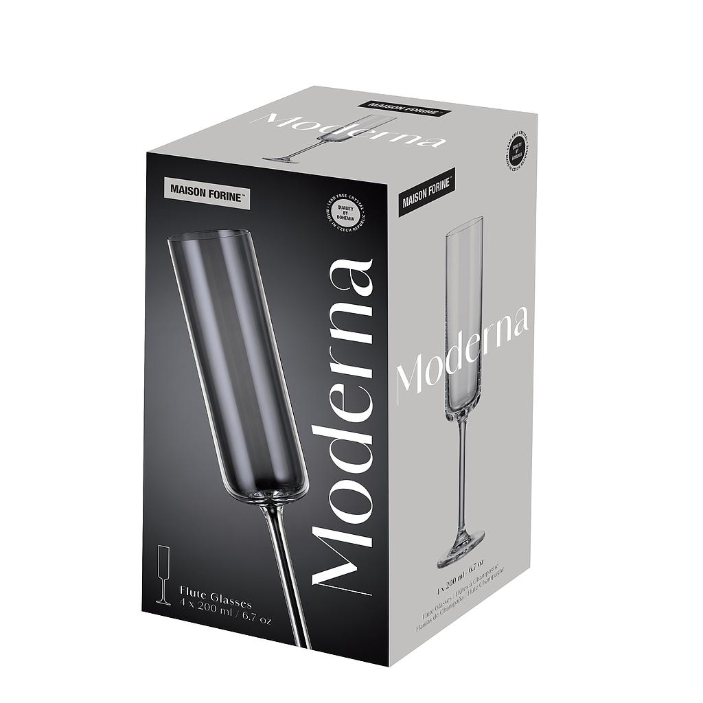 Moderna Crystalline 200 Ml Flute 4 Pk