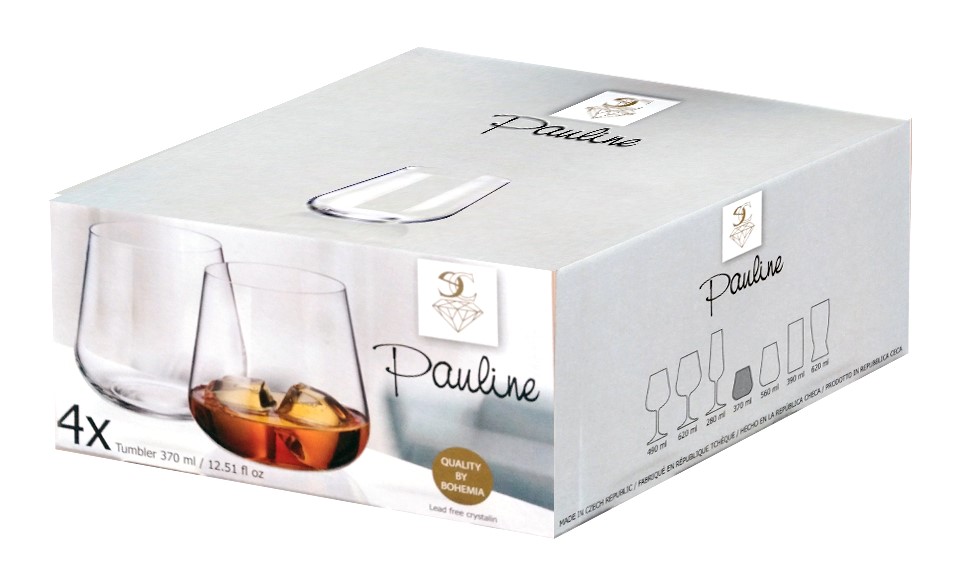 Pauline Crystalline 370 Ml Whisky Glass 4 PK