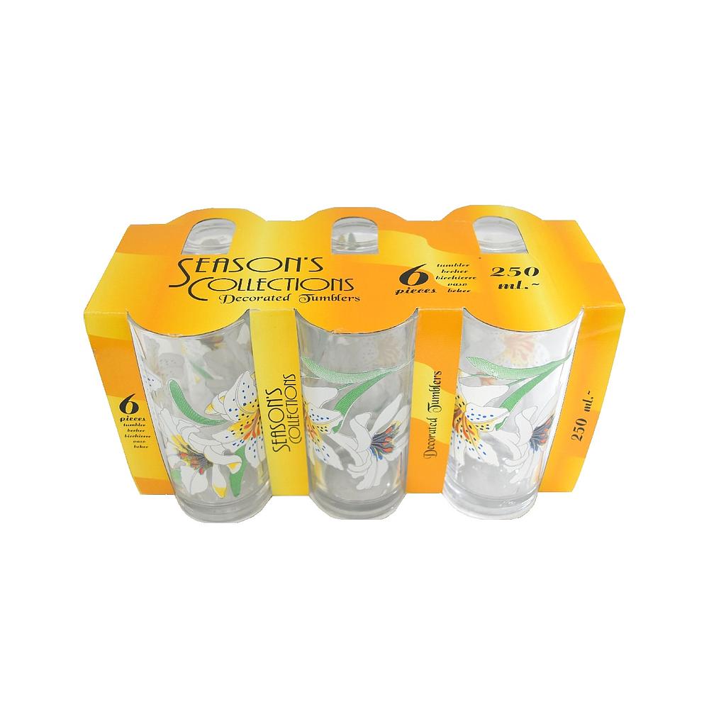 Ensemble de 6 Verres Decorés 250 Ml ( Orchidée)